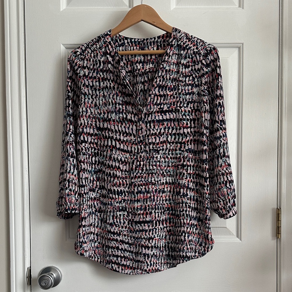 NYDJ Black and Pink Patterned Blouse